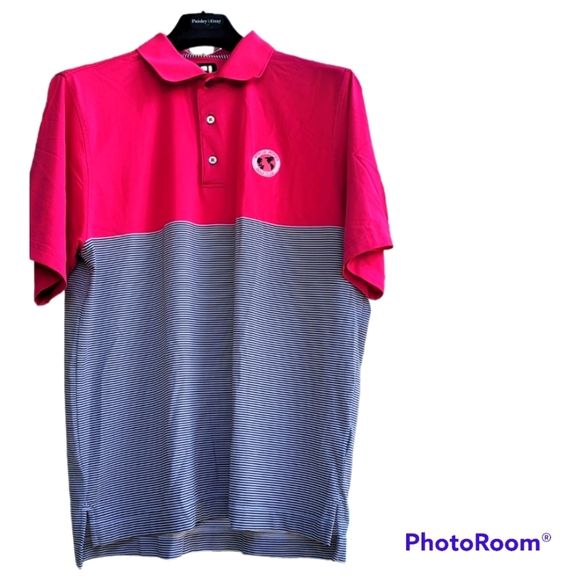 FootJoy FJ Men's Pink & Black Striped Pattern Polo Golf Shirt Large - Picture 2 of 9